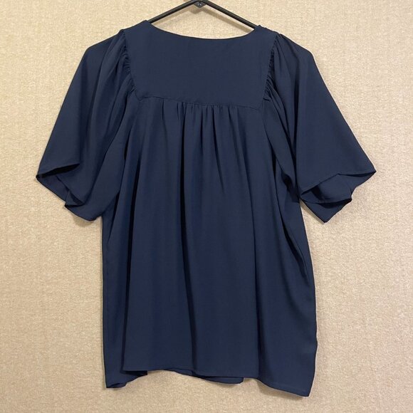 Loft Blouse Women's Small Dark Blue Flared Sleeves - Picture 8 of 10